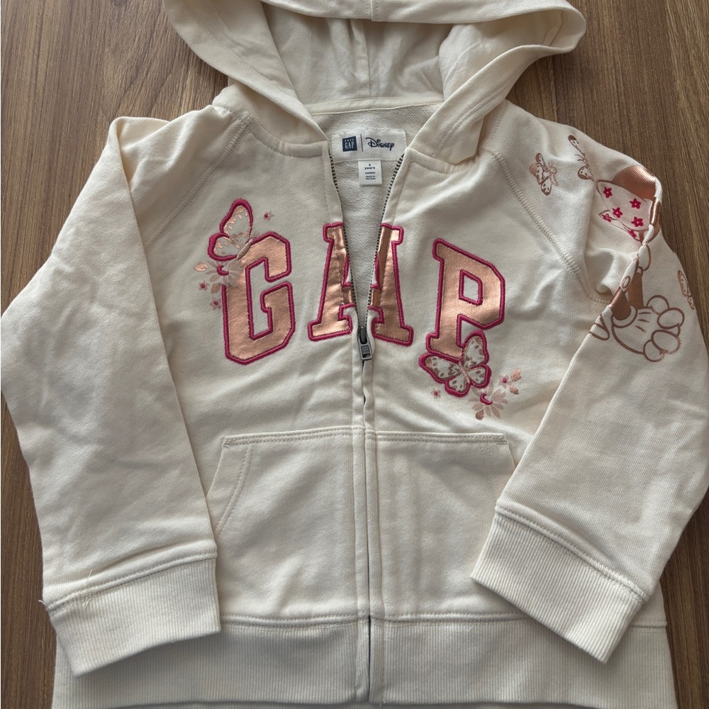 GAP x Disney hoodie Cream and Pink and Metallic Gold Minnie Mouse Classic Style